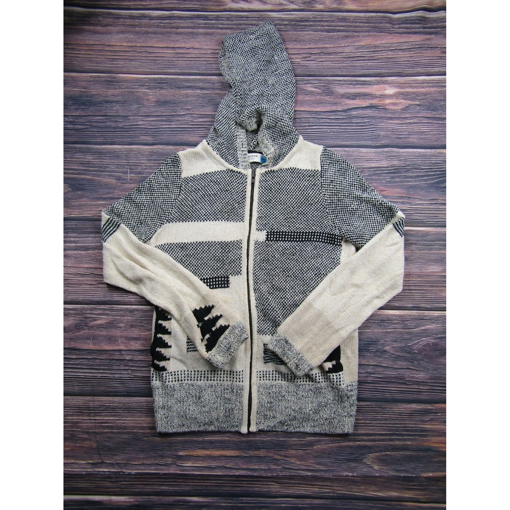 Sparrow Anthropologie Womens Size Small Gray Beige Aztec Nordic Full Zip Hoodie